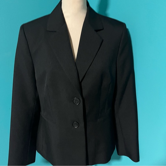 Black Label by Evan Picone 12 Black Double Button Blazer Jacket - Picture 2 of 4